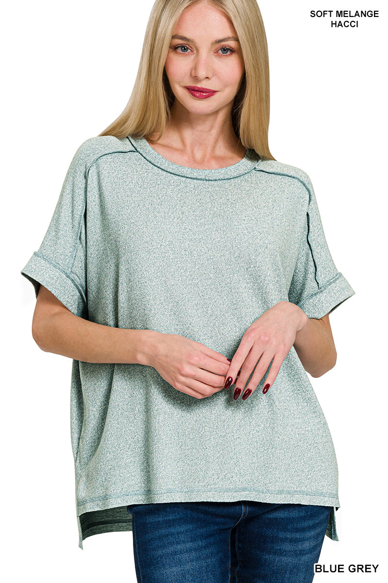 SOFT MELANGE SHORT SLEEVE HI-LOW TEE